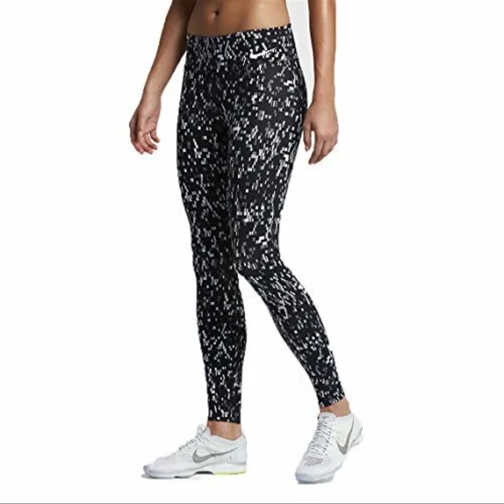 Nike Women’s Dri-Fit Athletic Leggings Black Gray Workout Exercise Size Medium